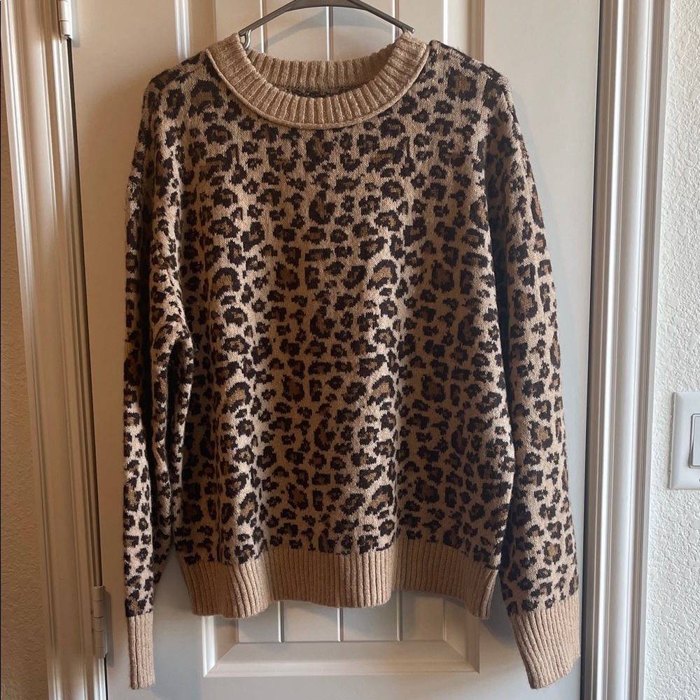 American Eagle Outfitters Leopard Print Sweater - Brown and Black